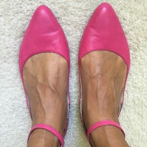 Pink leather flats